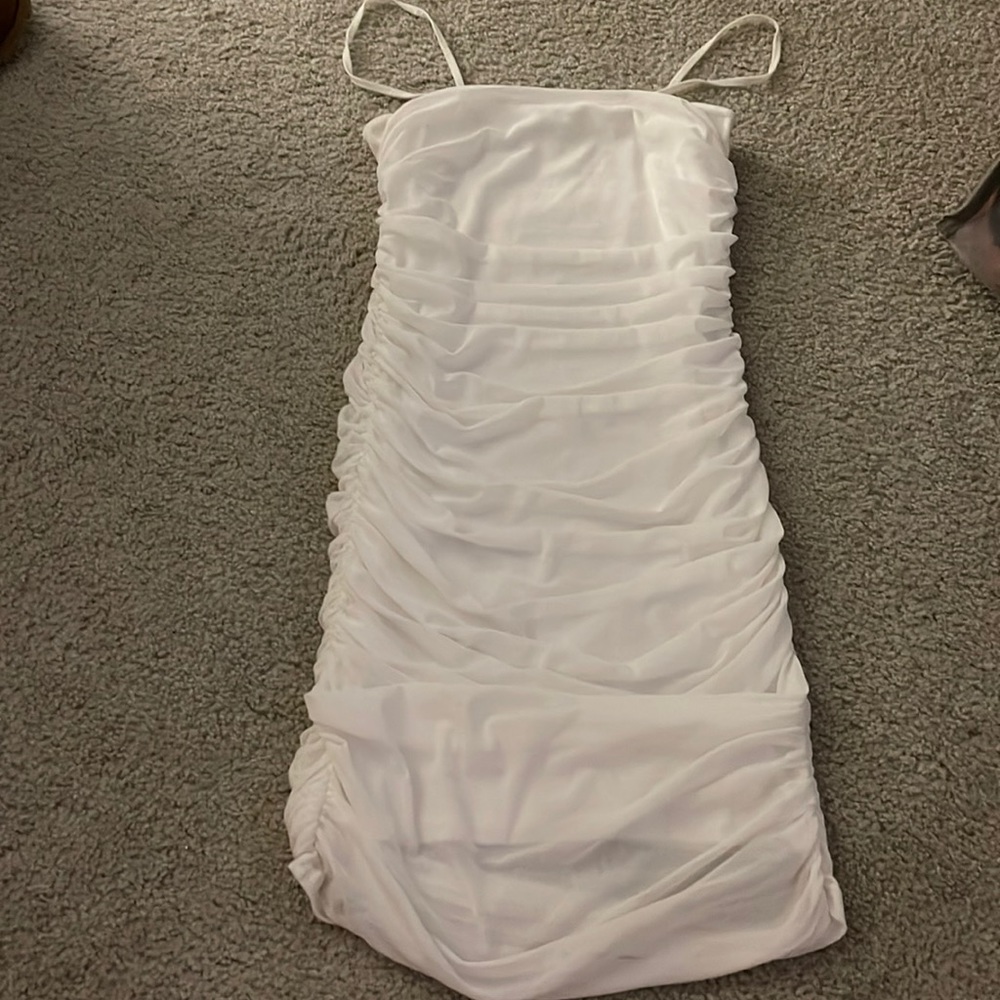 white ruffle dress